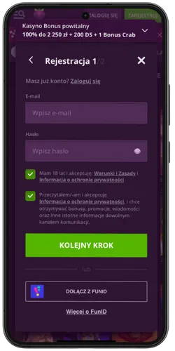 Formularz Rejestracyjny Etap 1