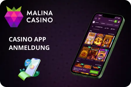Malina Casino App Anmeldung mit Spielauswahl im Slots-Bereich
