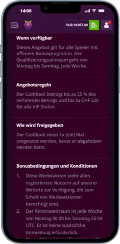Malina Casino App Bonusbedingungen mit Cashback-Regeln und Teilnahmeinfos