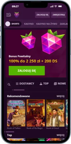 Ekran startowy Malina Casino App – rozpocznij rejestrację konta