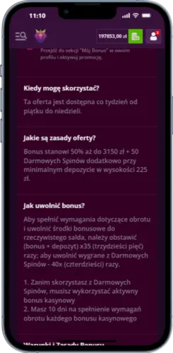 Warunki obrotu bonusu w aplikacji Malina Casino