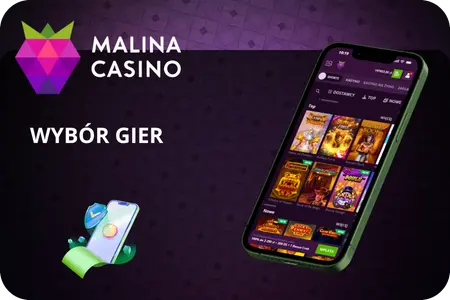 Wybór gier w aplikacji Malina Casino z popularnymi slotami na smartfonie