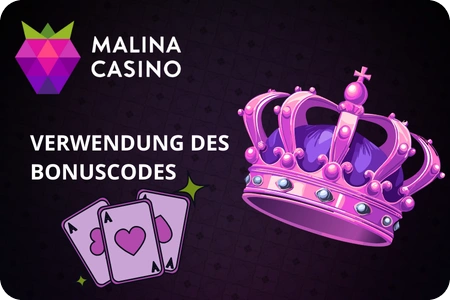 Eingabe vom malina casino bonus code im Kassenbereich vor der Einzahlung
