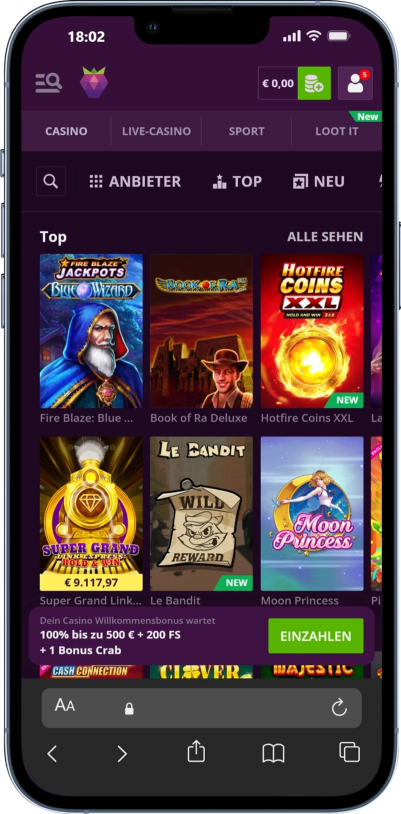 Bonus Malina Casino in Spielen einsetzen