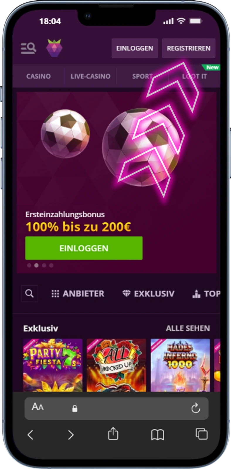 Malina Casino Bonus Code Registrierung abschließen