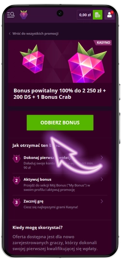 Aktywacja kodu bonusowego Malina