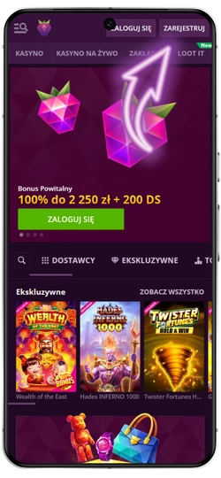 Rejestracja kodu bonusowego Malina Casino