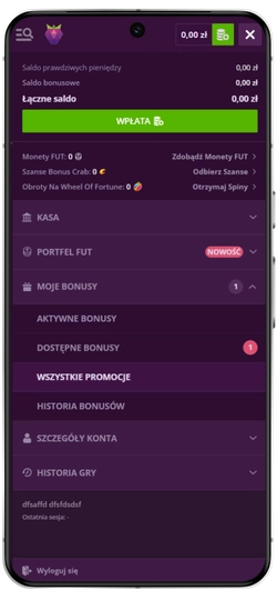 Monitorowanie salda bonusowego Malina Casino