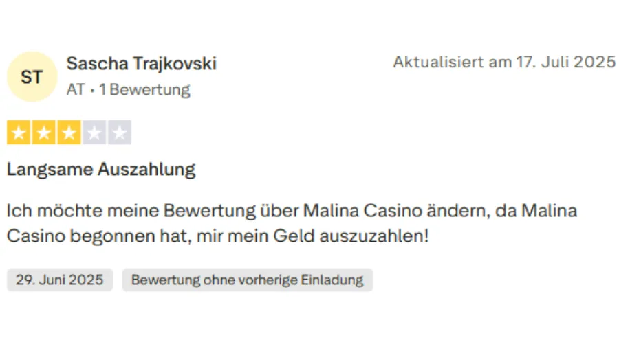 Malina Casino Bewertung Trustpilot