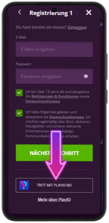 Malina Casino PlayID Registrierung - Alternative schnelle Anmeldung