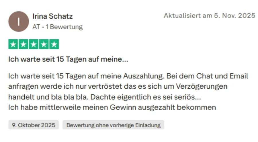 Malina Casino Trustpilot Positiv