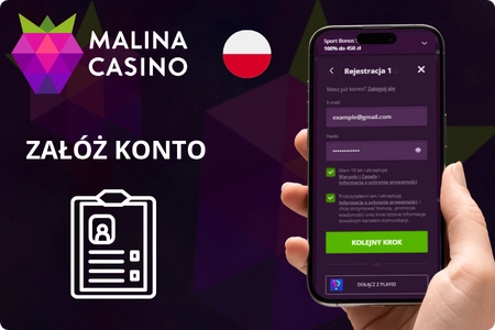 Rejestracja w Malina Casino – formularz zakładania nowego konta gracza