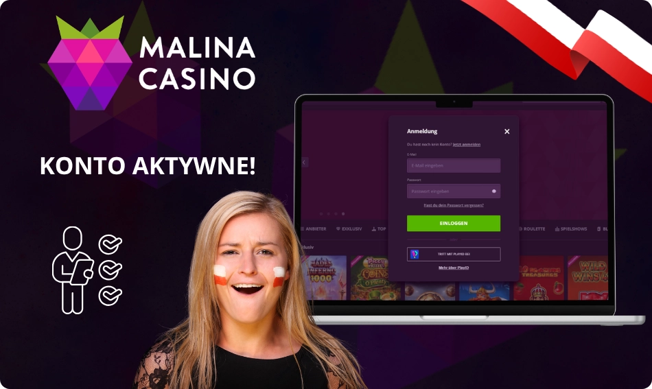 Malina Casino – potwierdzenie aktywacji konta