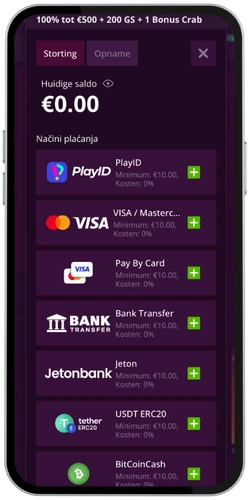 Malina Casino eerste storting via Visa, PayID of bankoverschrijving