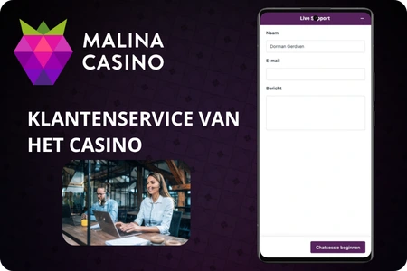 Malina Casino App klantenservice met live chat, meertalige service en 24/7 ondersteuning voor spelers in Nederland