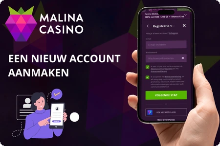 Malina Casino nieuw account aanmaken – registratie interface