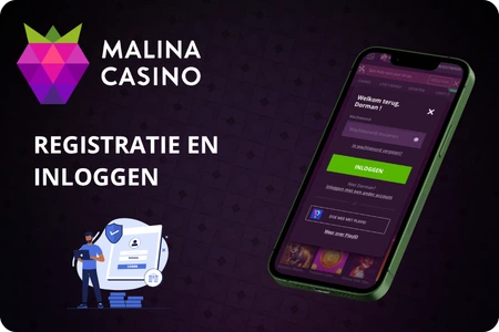 Malina Casino registratie- en inlogscherm met invoervelden