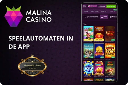 Malina Casino App slots overzicht met populaire slotcategorieën en klassieke tafelspellen voor Nederland