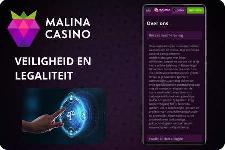 Malina Casino App veiligheid en legaliteit met SSL-encryptie, gegevensbescherming en tweefactorauthenticatie voor veilig spelen